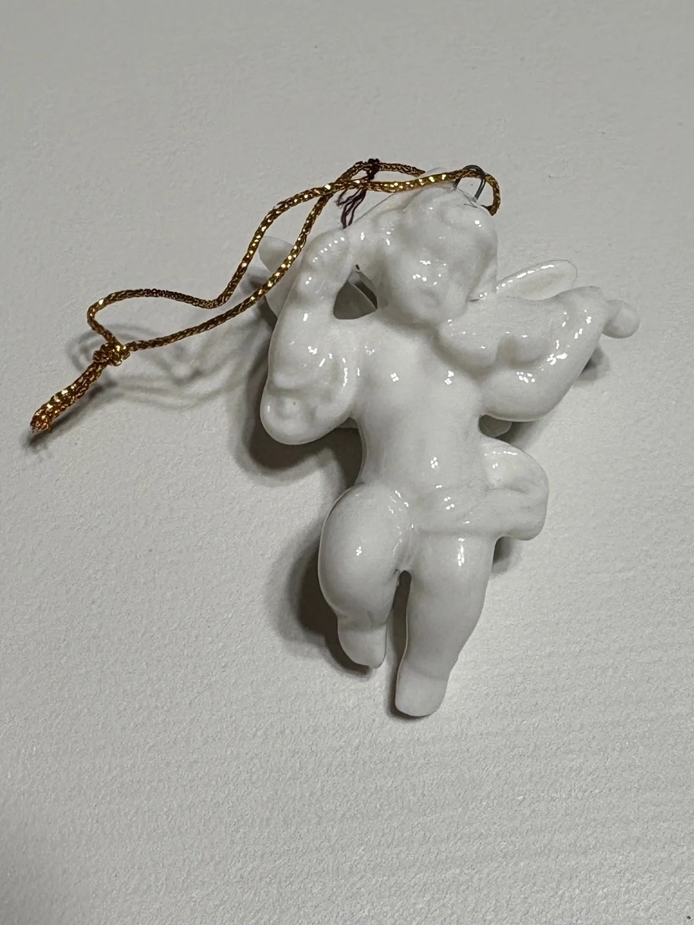 3 Vintage Ceramic Cherubs ornament White/off-white Glaze Holiday